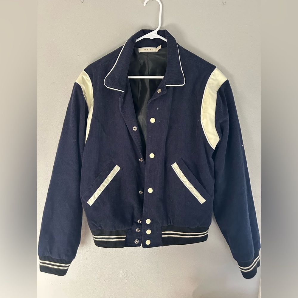 MNML Navy and Cream Varsity Jacket